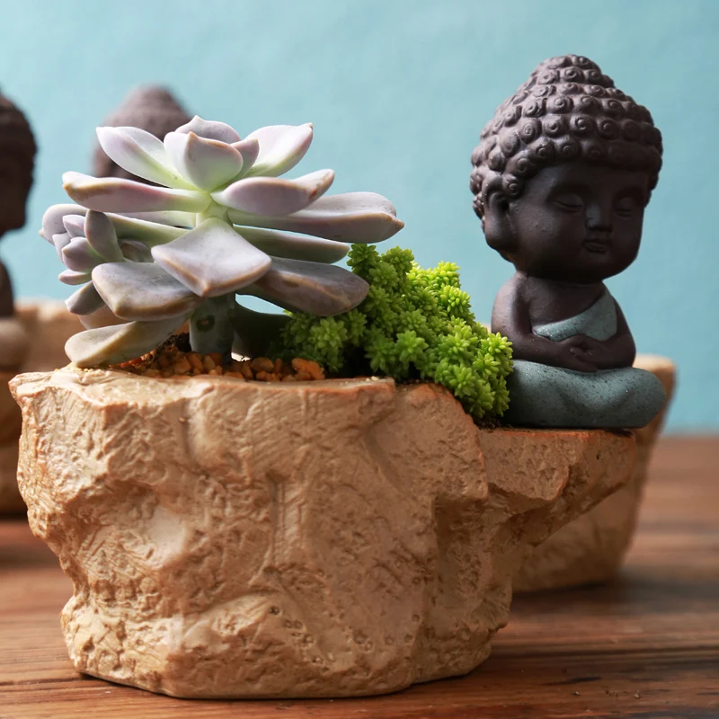 Горшок для цветов из грубой керамики горшок и пластика с фиолетовым песком