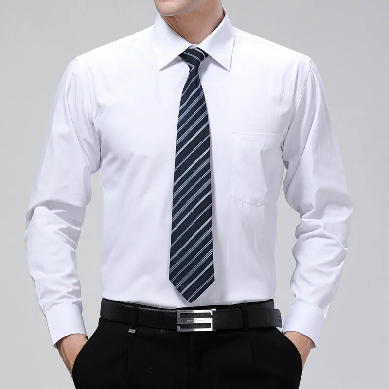 

Shirt men's long sleeve business casual solid color no iron anti wrinkle four seasons can wear middle-aged professional men's