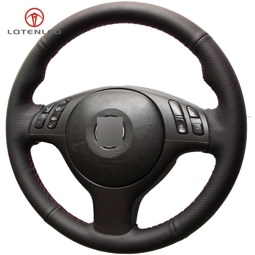 LQTENLEO черный чехол на руль из натуральной кожи для BMW M Sport 3 Series E46 330i 330Ci E39 540i 525i 530i M3
