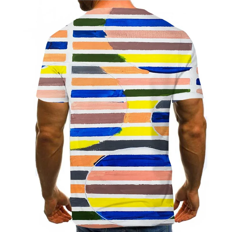 

Men Graphic T Shirts Round Neck 3D Print Short Sleeve Daily Tops Color Block Tees