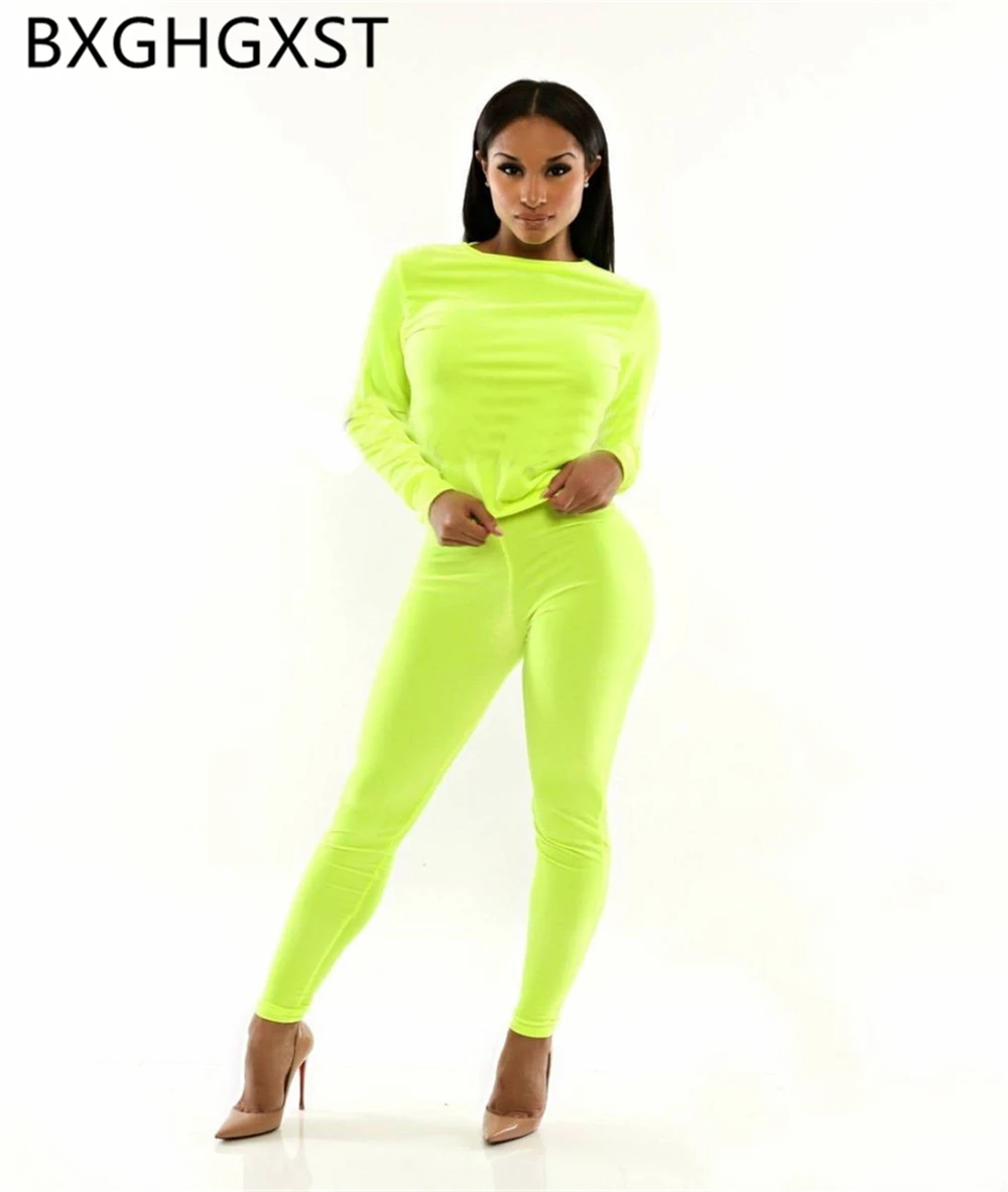 Неоновый сексуальный комбинезон вечерние спортивный с длинными рукавами на