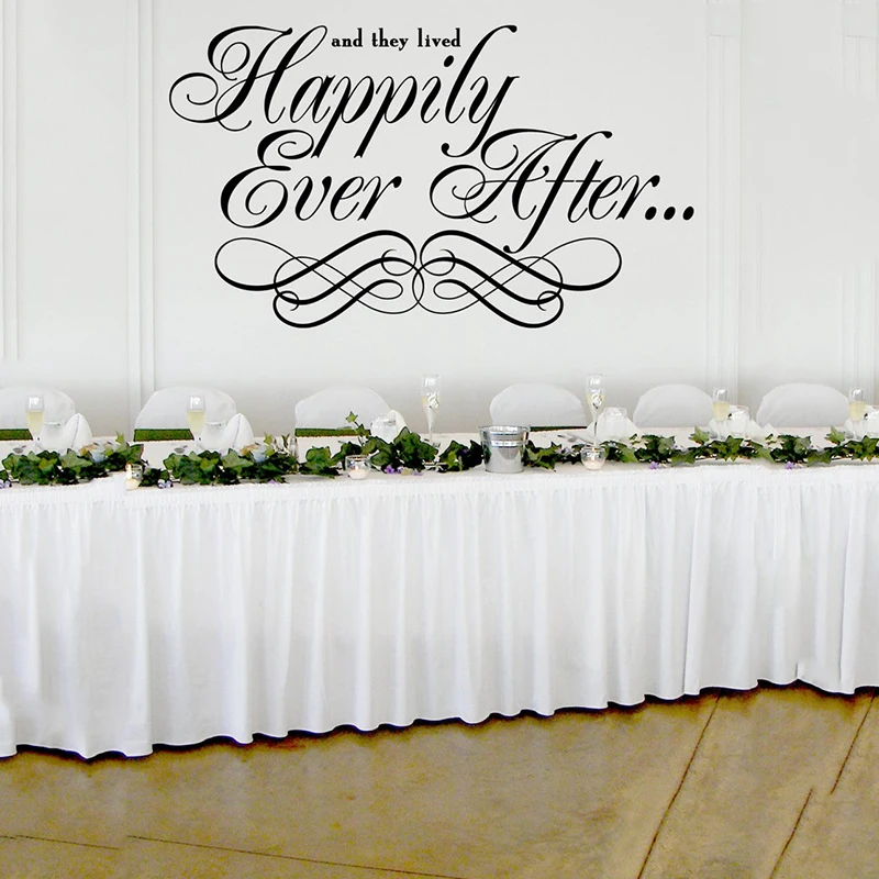 

Simple Vinyl Wall Decal Happily Ever After Wedding Wall Decor Vinyl Sticker Decal DIY Wedding Board Stickers A15-009