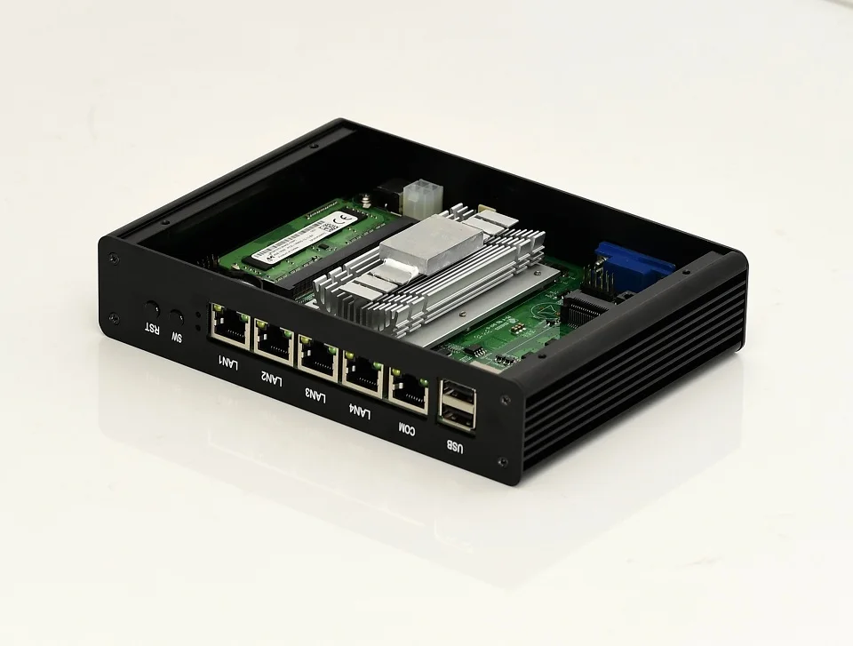 Мини ПК 4 ядра Celeron J1900 4 LAN маршрутизатор брандмауэра безвентиляторный J1800 Мини компьютер Deaktop Windows 10/8/7/Vista Partaker I5