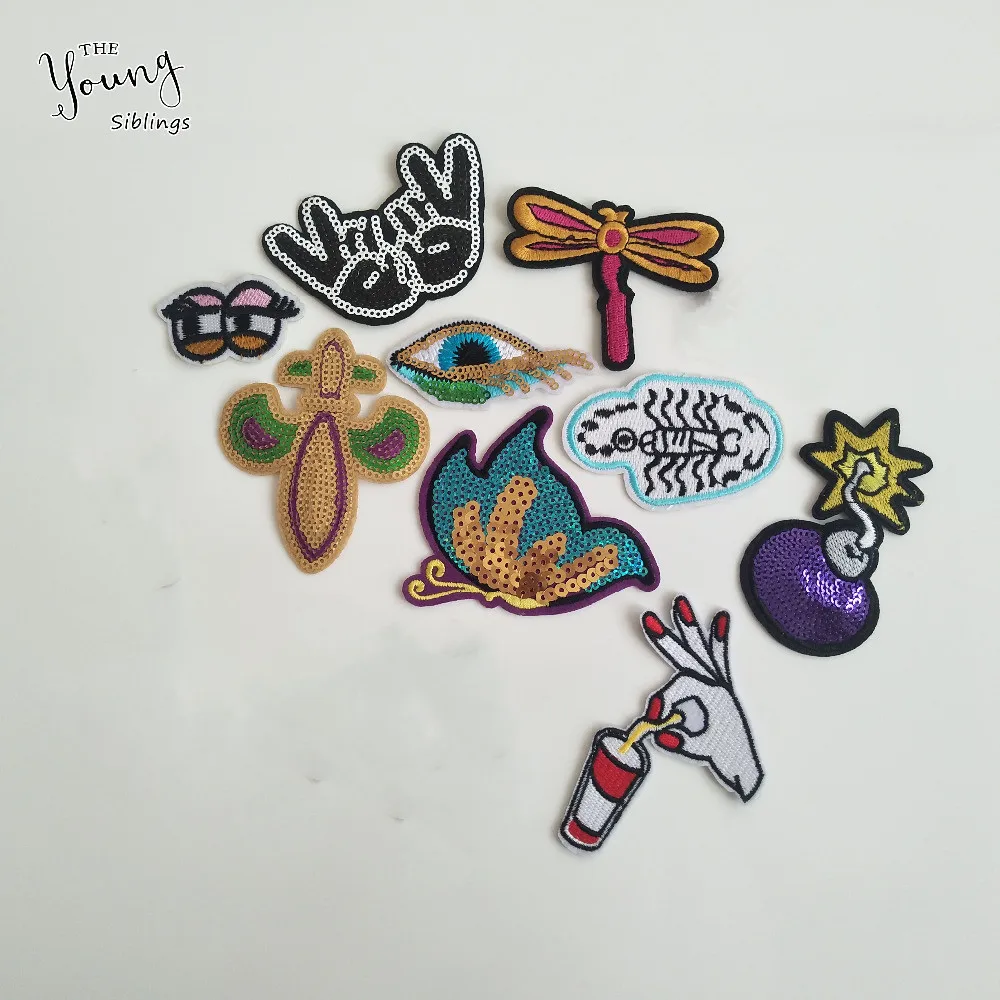 Симпатичные блестки в виде животных бабочки термоплавкие клейкие патчи железная