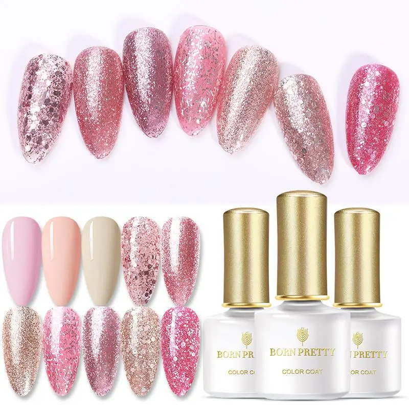 Лак для ногтей BORN PRETTY розовый искусственный 6 мл блестящий удаляемый