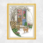 Картина для вышивки крестиком с изображением кота перед дверью, DMC 11CT 14CT, наборы для вышивки крестиком, наборы для рукоделия