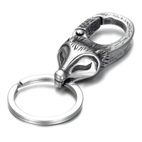 stainless steel key chains fox head spring fastener key ring unique car keychain key finder mens accessories