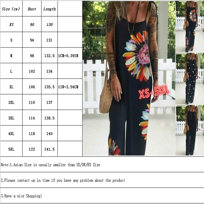 

Sleeveless Jumpsuits Printed Casual Women Jumpsuit Summer Loose Jumpsuit Plus Size