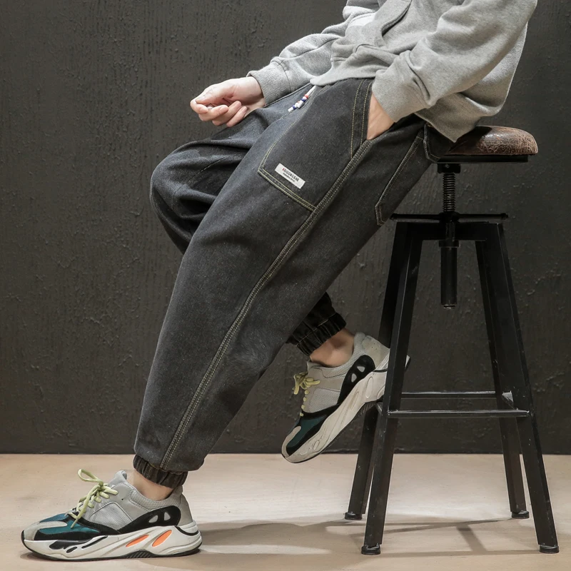 Мужские джинсовые брюки с карманами повседневные льняные карго в стиле