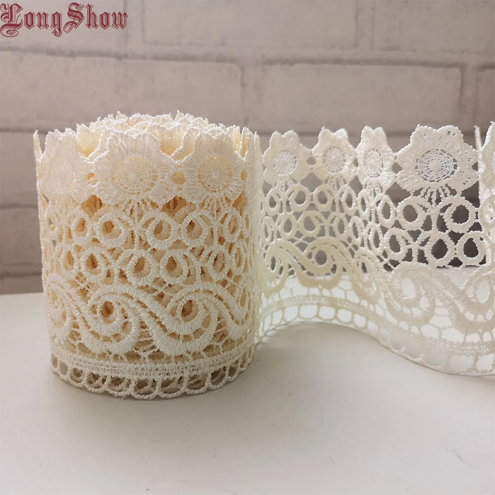 1 партия/15 ярдов 9 см бежевый цвет полиэстер креативный дизайн Цветочная вышивка