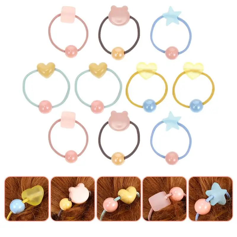 

10pcs Unique Hair Bands Cartoon Hair Ties Elastic Hair Ties Cute Headdress for Baby Kids
