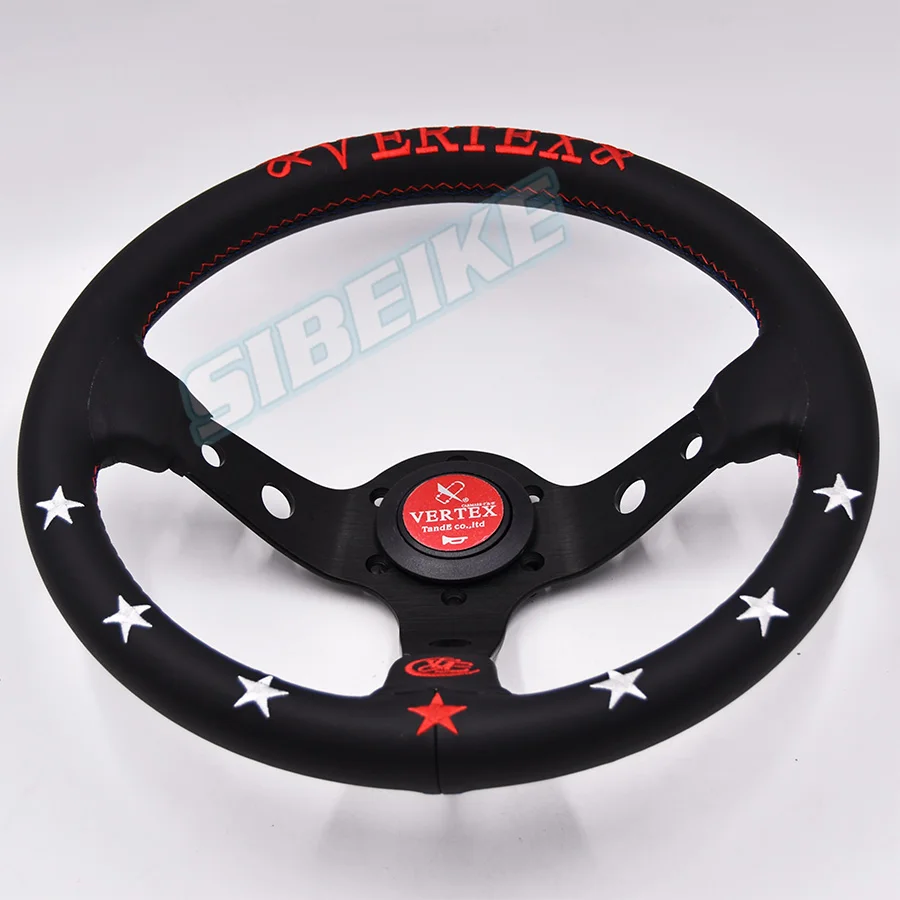 Кожаное глубокое рулевое колесо Гоночное Спортивное Рулевое 13 дюймов/330 мм с