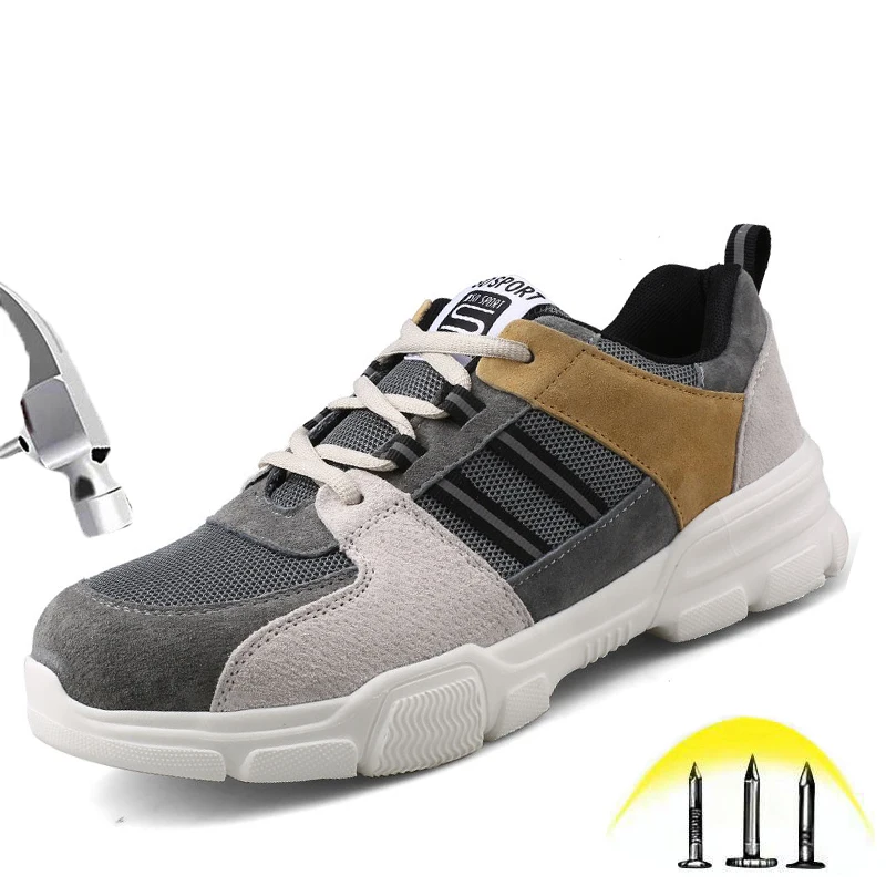 

New Safety Shoes Men Women Steel Toe Caps Puncture Proof Lightweight Breathable Protective Boots Male Fashion Casual Work Shoes