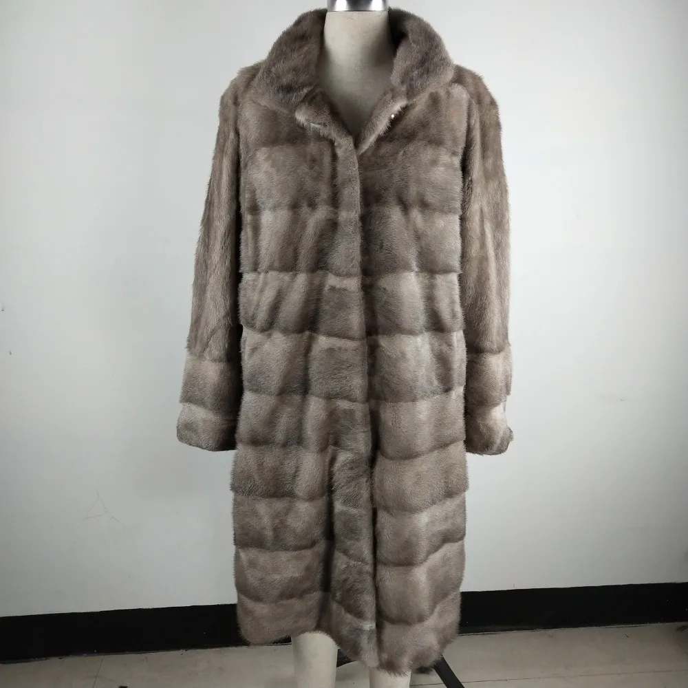Fashion Mink Fur Coats For Women Real Fur Jackets Slim Overcoats Warm Stand Collar Nature Mink Capped Winter Tops MKW-228