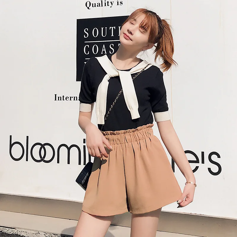 

2xl Flower Bud Wide Leg Shorts Women For Summer 2020 High Waist Korean Loose Chiffon Shorts Women High Waisted Shorts Femeninos