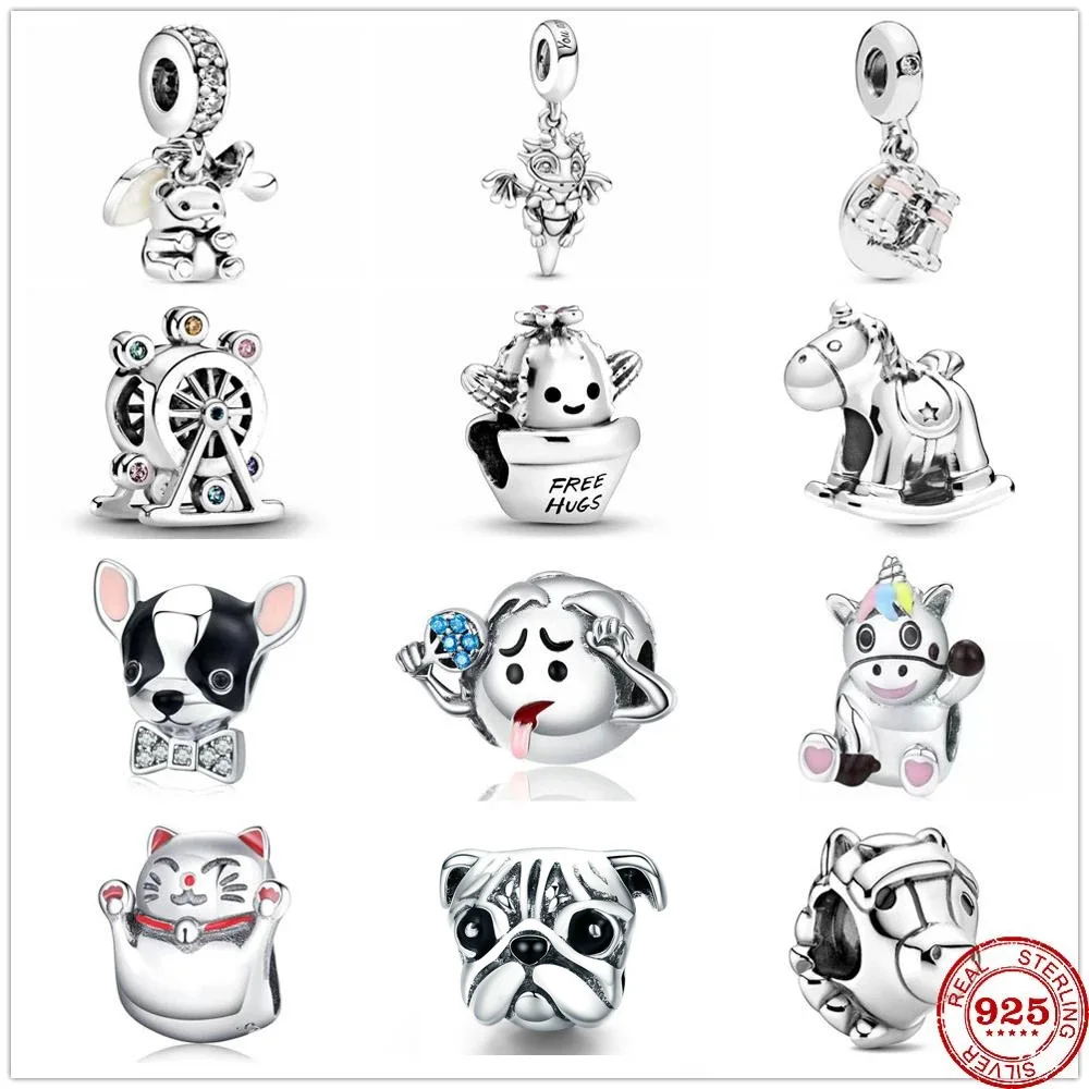 925 серебро мечта Единорог lucky cat ожерелье с подвеской в виде сделай сам бисер