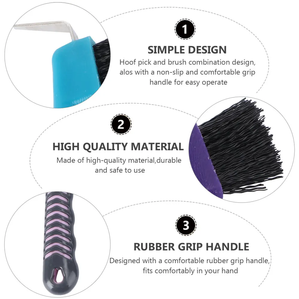 

POPETPOP Grip Hoof Pick Horse Care Product Durable Anti-slip Horse Hoof Hook with Brush Design for Horse Grooming (Random