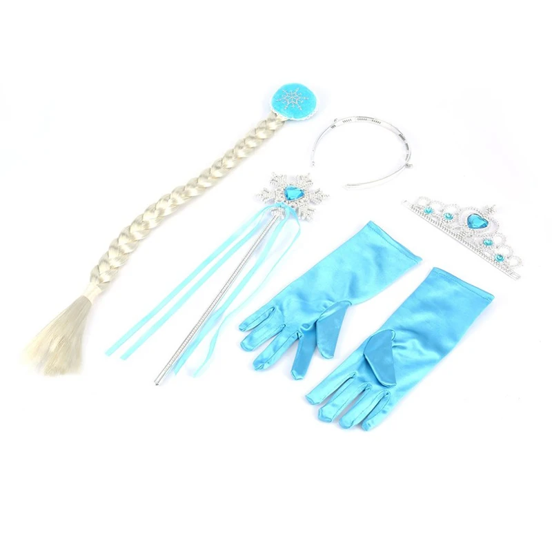 New Disney Frozen Princess Crown Magic Wand Wig Gloves Elsa Anna 5pcs cosplay toys masquerade for kids party | Игрушки и хобби