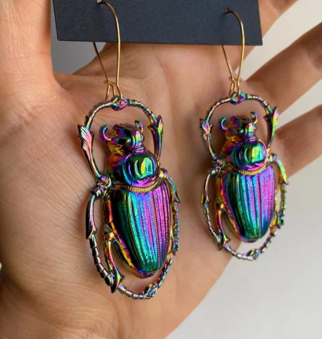 Серьги скарабей серьги-жуки серьги-подвески с насекомыми ювелирные изделия