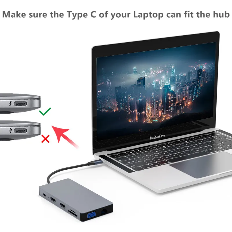 Multi port 3 USB Adapter HDMI 4K VGA RJ45 to Splitter HUB USB-C Type C for MacBook hub Laptop docking station | Компьютеры и офис