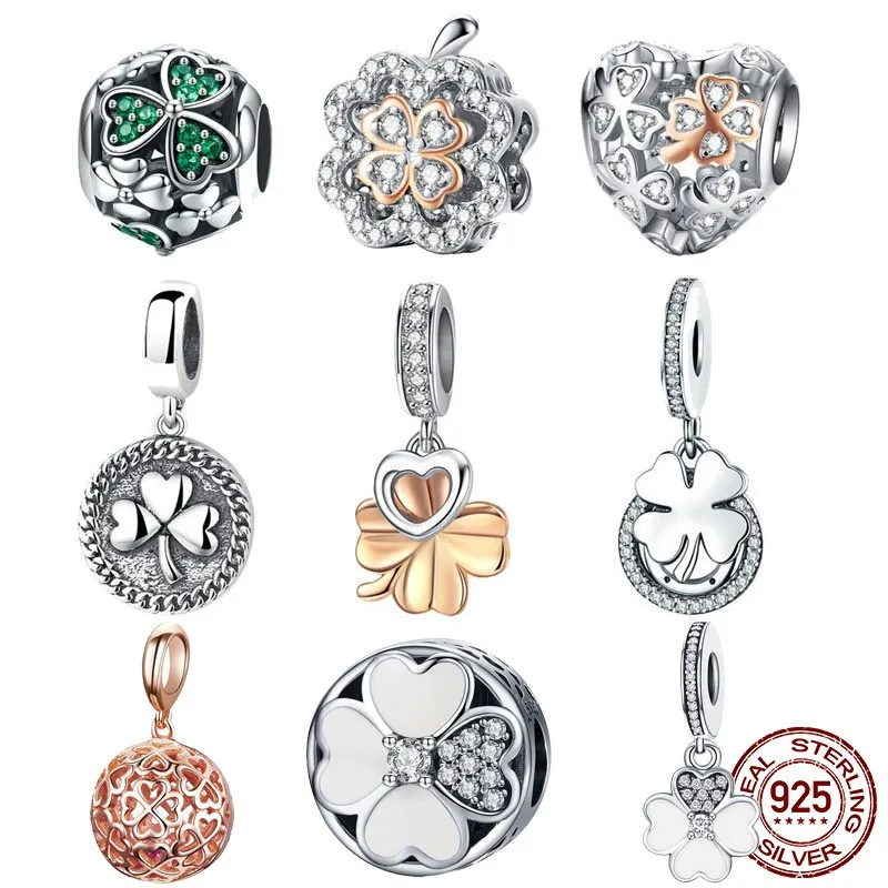 

Женские браслеты из серебра 925 пробы, с сердцем и клевером