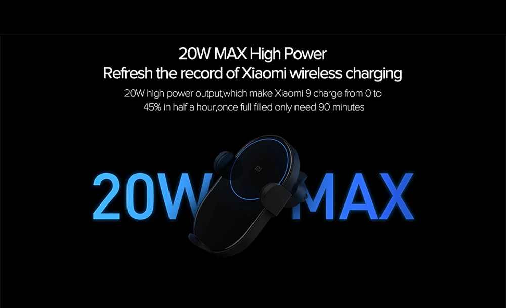 Xiaomi Mi 20 Вт Max Qi Беспроводное Автомобильное зарядное устройство WCJ02ZM автоматическое зажимное устройство с интеллектуальным инфракрасным датчиком Быстрая зарядка Автомобильный держатель для телефона