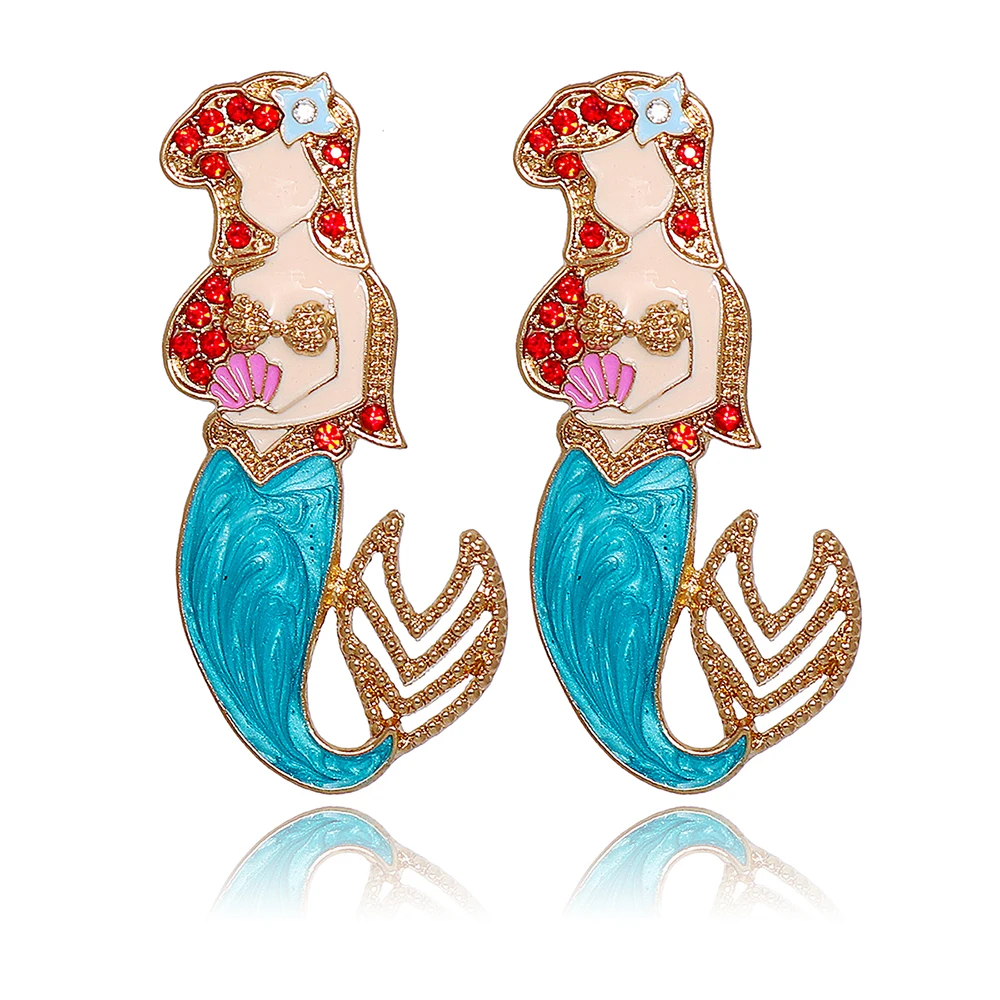 

JURAN New Underwater World Anime Mermaid Earrings Animated Famous Characters Friendship Gift Jewelry Accessories for Girls 2022