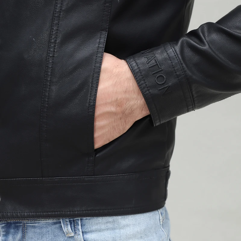 

SeaCity 2020 New Winter Trend Personalized Handsome Pilot Motorcycle Suit Slim Fit Big Fat PU Leather Jacket M-4XL