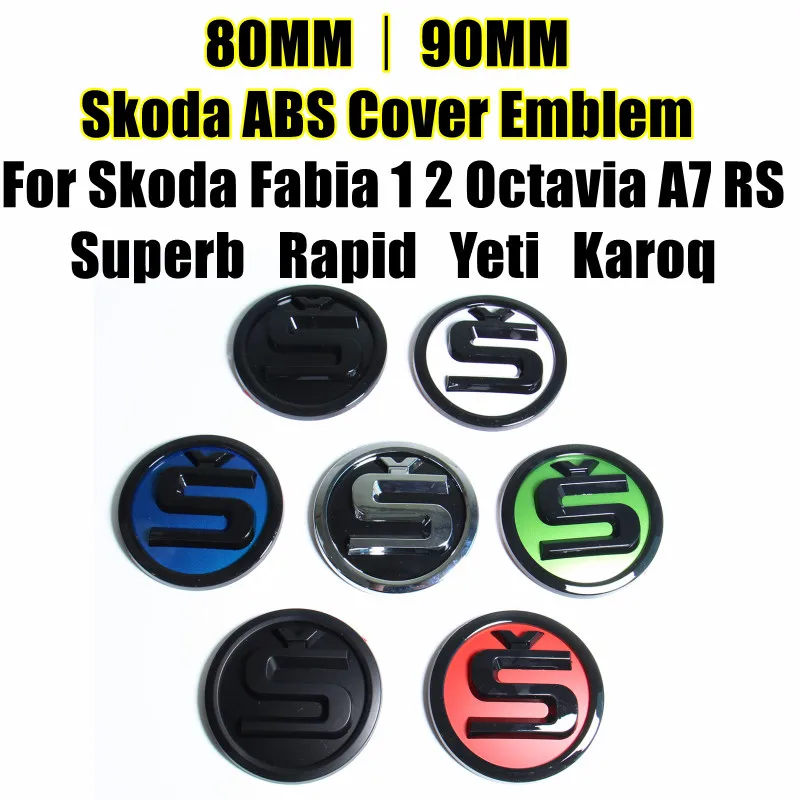 

80mm 90mm ABS Emblem For Skoda Fabia 1 2 Octavia a7 RS Superb Rapid Yeti Karoq Vision Car Head Front Rear Boot Tailgate Sticker