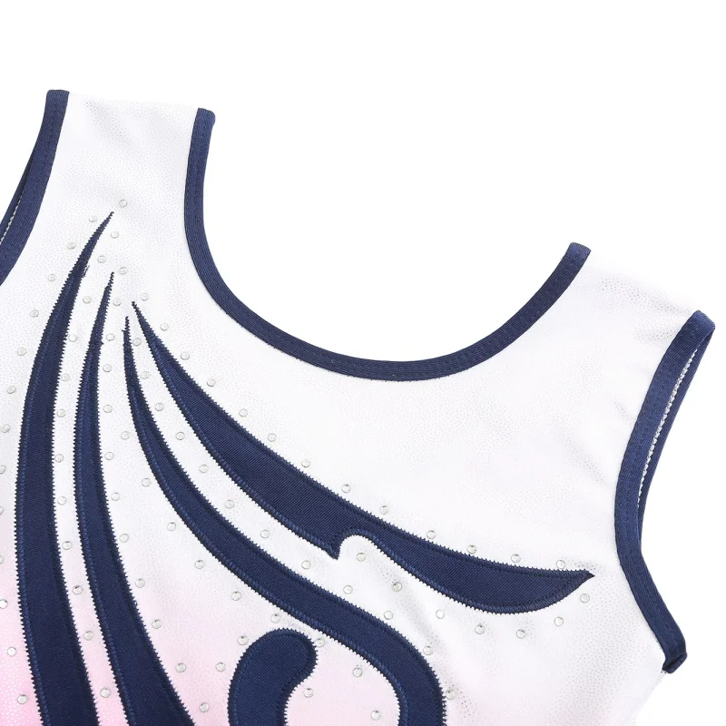 Гимнастическое трико без рукавов для девочек цельнокроеное От 5 до 14 лет детская