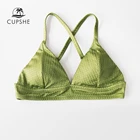 CUPSHE зеленый Текстурированный треугольный Бикини Топ женский сексуальный бюстгальтер с треугольным вырезом на бретелях 2022 раздельный купальник для девочек купальный бюстгальтер Топ