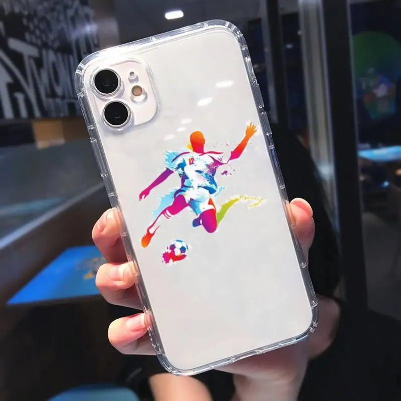 

Fire Football Soccer ball mobile Phone Case Transparent soft For iphone 5 5s 5c se 6 6s 7 8 11 12 plus mini x xs xr pro max