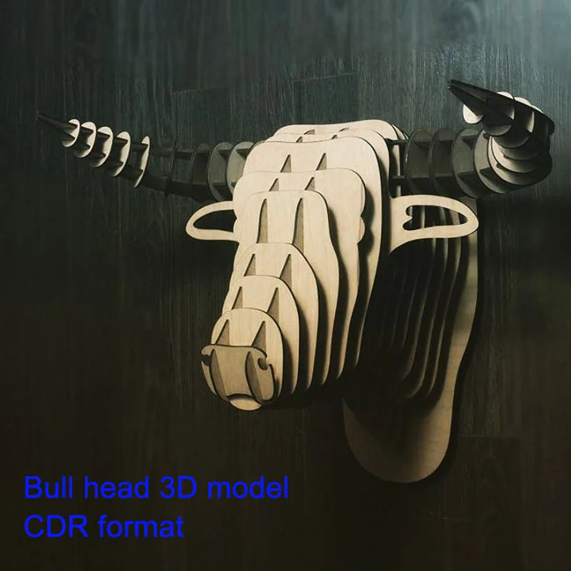 Bull head 3D model CNC laser cutting file CDR format vector design drawing | Инструменты
