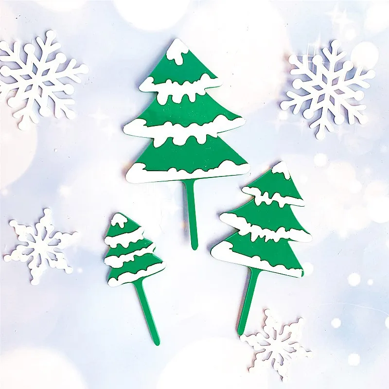 3pcs/1pc Cake Toppers Christmas Decoration Acryllic Gold TRee House Cupcake for Home XMAS 2020 | Дом и сад