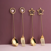 balleenshiny creative stainless steel spoon heart shape pendant spoon star pendant fork coffee stirring fruit ice cream spoon