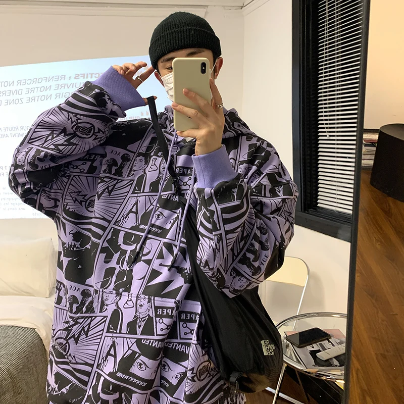 

2021 Spring and Autumn New Hoodie Men's Fashion Casual Loose Printed Long Sleeve Jacket High Quality Hip Hop Men's Hoodie