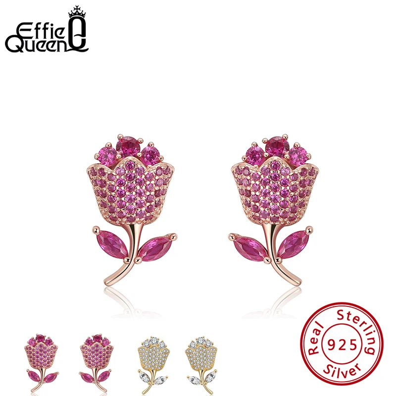 Effie Queen маленькие серьги гвоздики из стерлингового серебра 925 пробы с цветком
