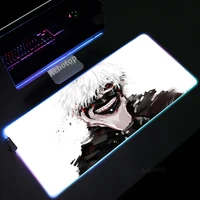 tokyo ghoul rgb large gaming anime mouse pad gamer led computer pad xxl big mat with backlight for keyboard desk mousepad rug