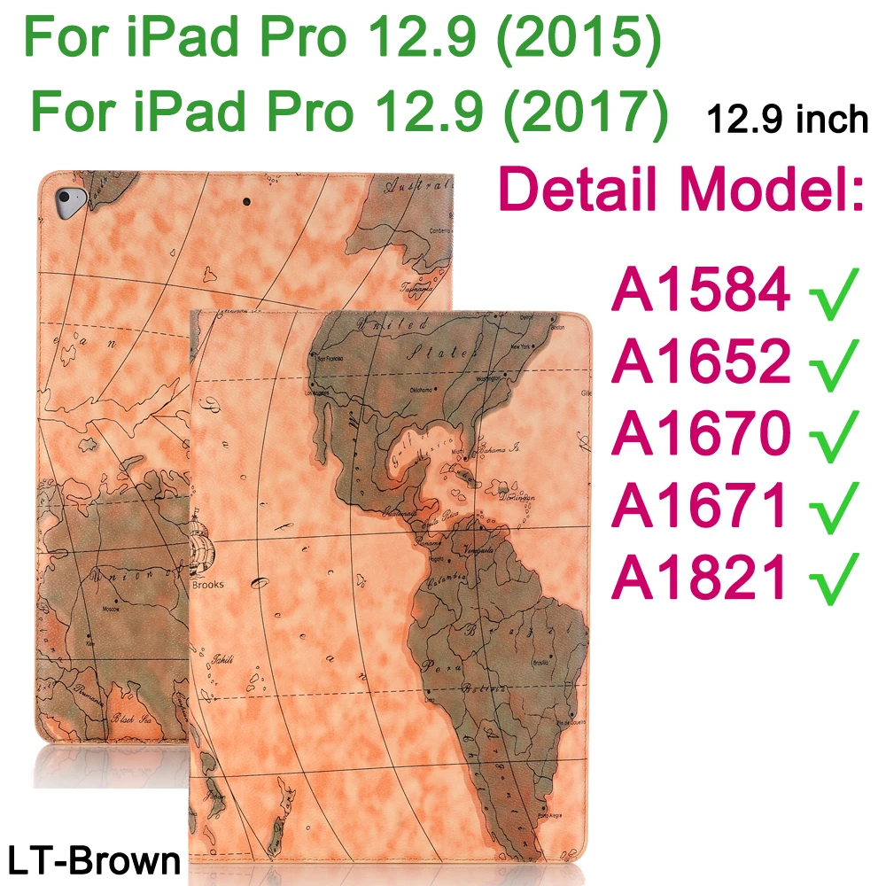 LT Brown-iPd12.9-1 Для Apple iPad 6 5 4 3 2 Air1 Air 2/iPad Pro 9,7 10,5 11 12,9 дюймов чехол карта Флип кожаный чехол смарт-чехол-подставка - Цвет: LT Brown-iPd12.9-1