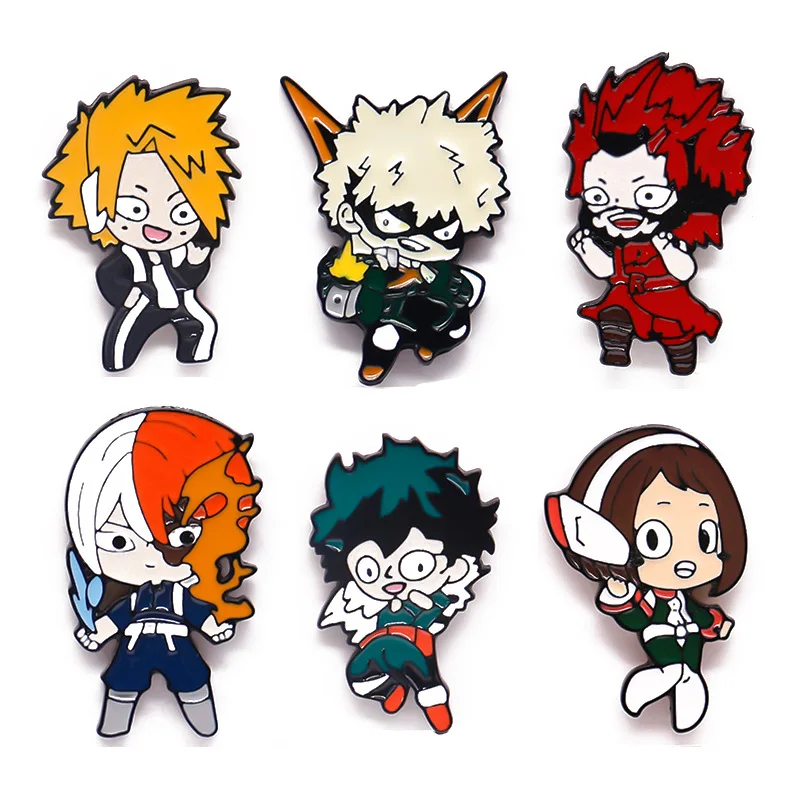 

6PCS/set Japanese Anime Enamel Pins Midoriya Izuku My Hero Academia Brooch Cartoon Pin Bag Clothes Lapel Badge A Gift for Friend