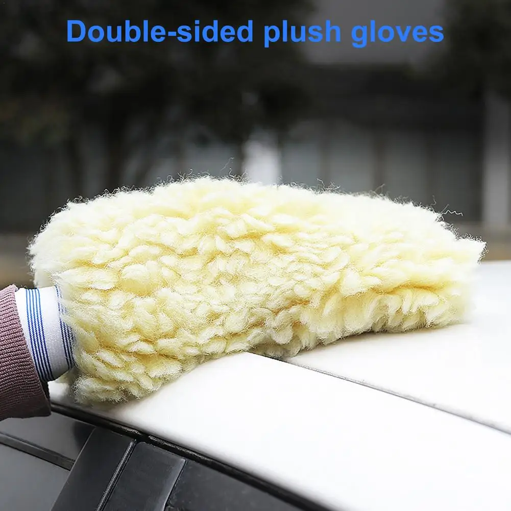 

1 PC 26*15cm Double Side Polishing Mitts Buffing Car Cleaning Wash Glove Top Quality Plush Car Care Cleaning Motorcycle Washer