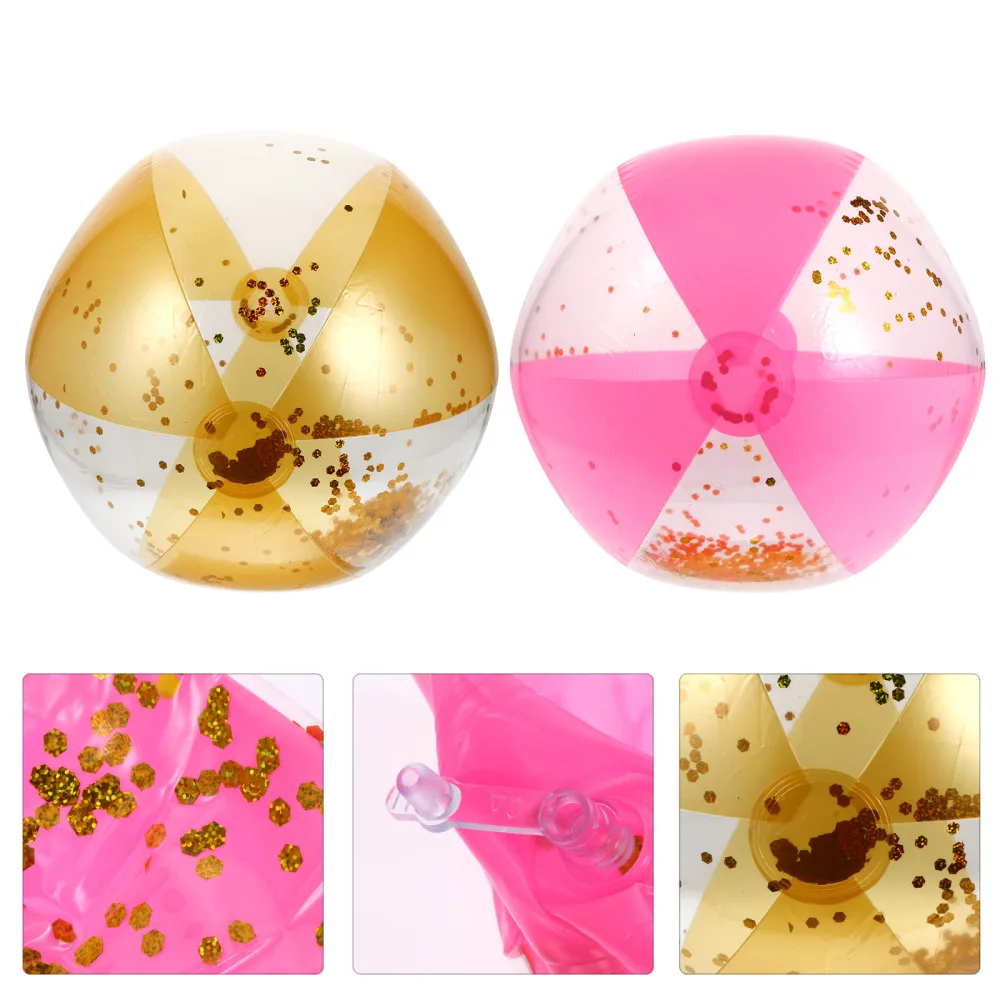 

2Pcs Inflatable Beach Balls Creative PVC Sequined Balls Playing Water Beach Toys