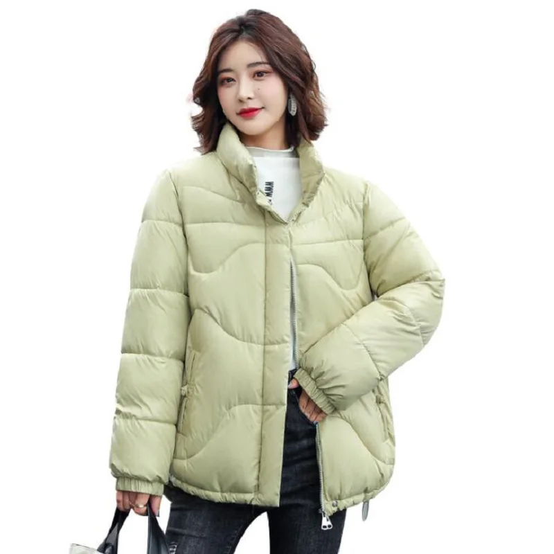 

2021Women Padded Jacket New Winter Warm Thick Black Short Coat Female Slim Solid Korean Parkas Mujer Woman Outwear
