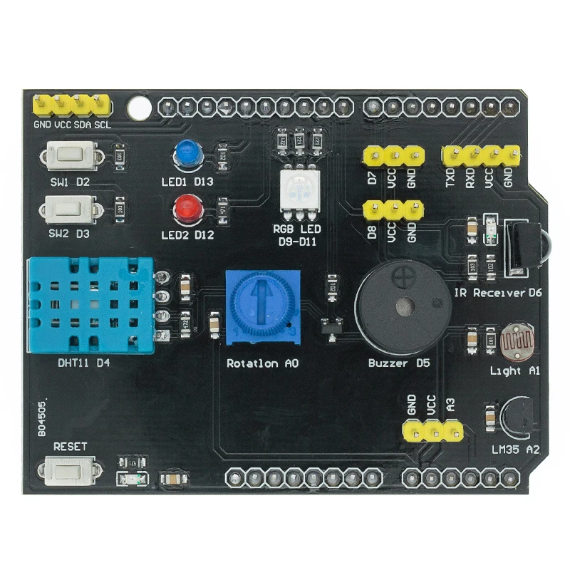 9 in 1 sensor board Multifunction Expansion Board DHT11 LM35 Temperature Humidity For Arduino UNO RGB LED IR Receiver Buzzer |