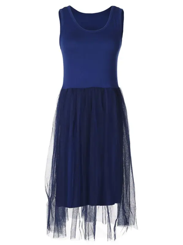 

Hirigin Summer Fashion Casual Sweet Dress Women Ladies 7 Style Sleeveless O-Neck Solid Lace Knee-Length Dress One Size