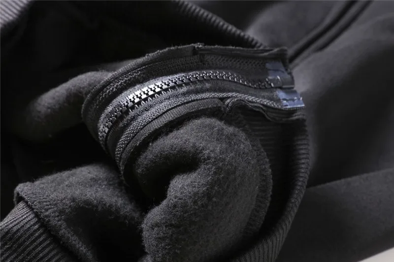 Черные женские зимние толстовки в стиле панк теплые большого размера с бархатом