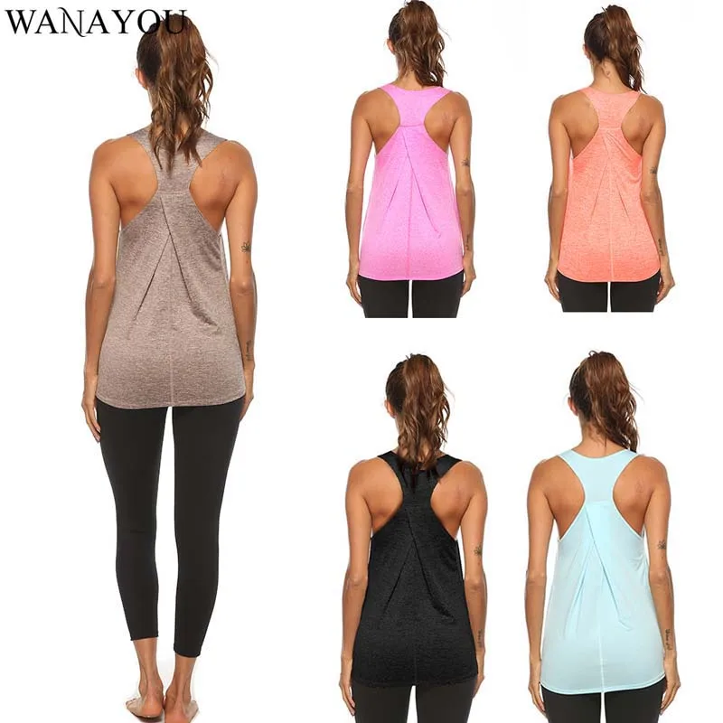 WANAYOU дышащие безрукавные футболки для йоги женский спортивный жилет с открытой