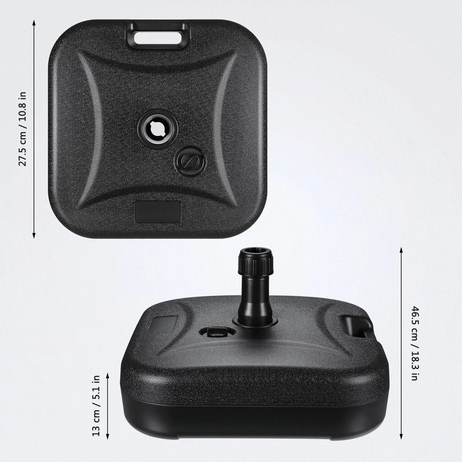 

MOVTOTOP Patio Umbrella Base Water Filled Umbrella Support Sunshade Round Stand Compatible for 38mm Umbrella Pole (Black)