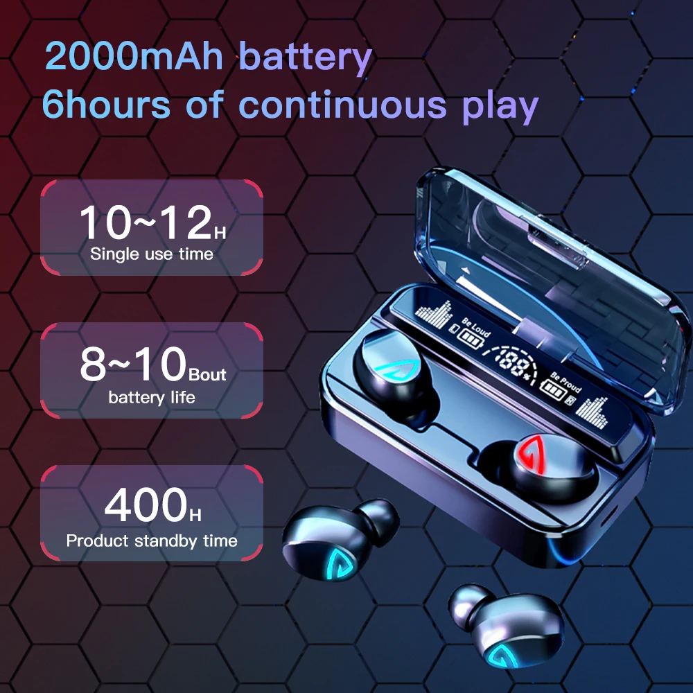 camaroca tws bluetooth 5 2 earphones 2000mah charging box wireless headphone sports waterproof earbuds headsets with microphone free global shipping