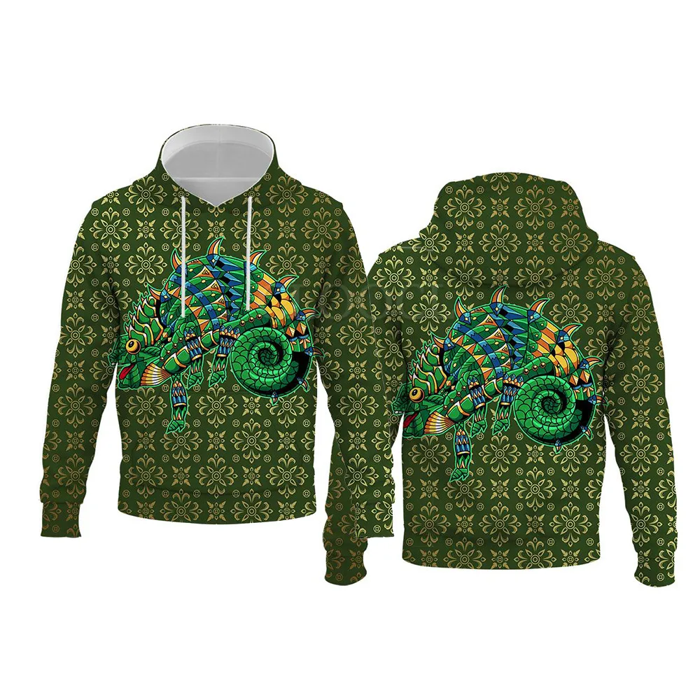 

CLOOCL Chameleon Green Hoodie 3D Graphic Abstract Art Animal Print Sweatshirts Casual Pullover Tops Harajuku Men Hoodies